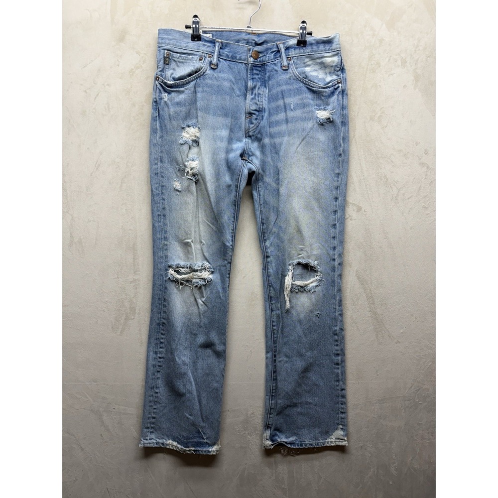 Abercrombie & Fitch Jeans Men's 32x32 Distressed Bootcut Denim Blue Light Wash